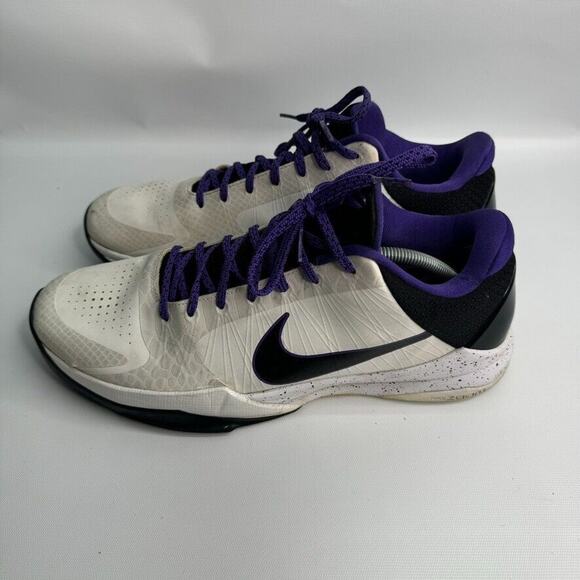 Nike Zoom Kobe 5 V Inline White‎ Black Varsity Purple 386429 101 Size 13 (READ) main image 6